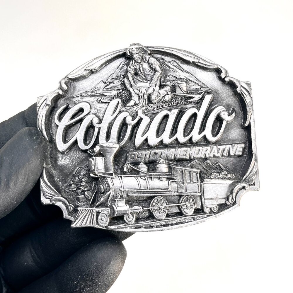 Vintage [1991] Siskiyou Colorado Commemorative Belt Buckle Railroad Gold Miner